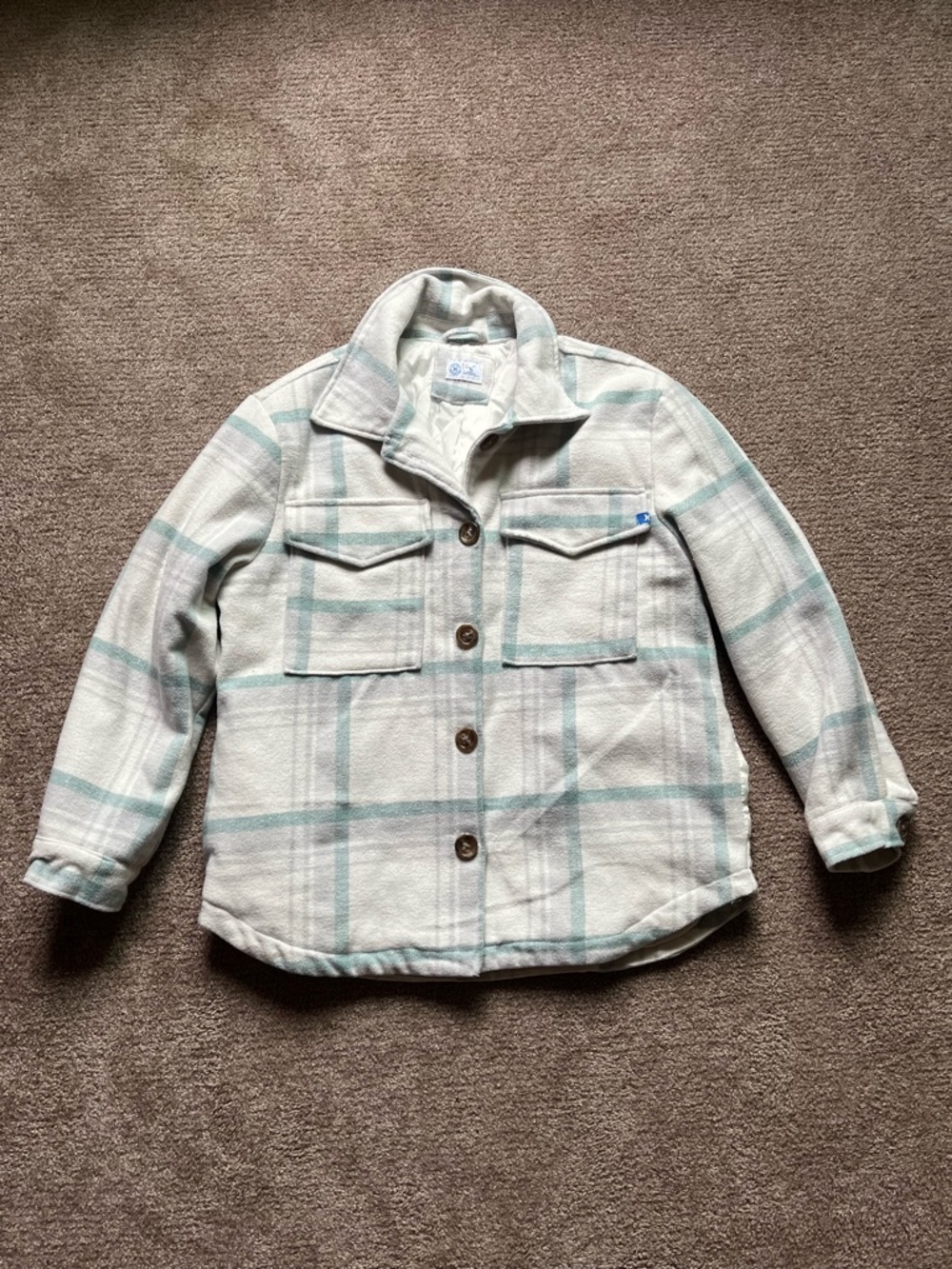 VTG 00’s / Y2K Hurley Surfwear White & Blue Flannel Coat